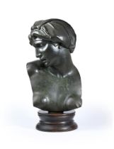 AFTER MICHELANGELO, A HOLLOW BRONZE RELIEF BUST OF AURORA, LATE 19TH OR EARLY 20TH CENTURY