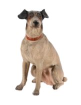 A COLD PAINTED TERRACOTTA MODEL OF A JACK RUSSELL IN LATE 19TH CENTURY AUSTRIAN STYLE, 20TH CENTURY