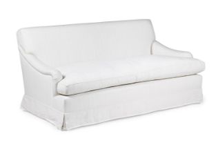 A WHITE UPHOLSTERED SOFA, POSSIBLY LORFORDS, OF RECENT MANUFACTURE