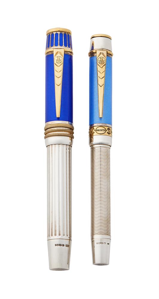 ONOTO, HORATIO NELSON AND EMMA HAMILTON, TWO LIMITED EDITION SILVER FOUNTAIN PENS