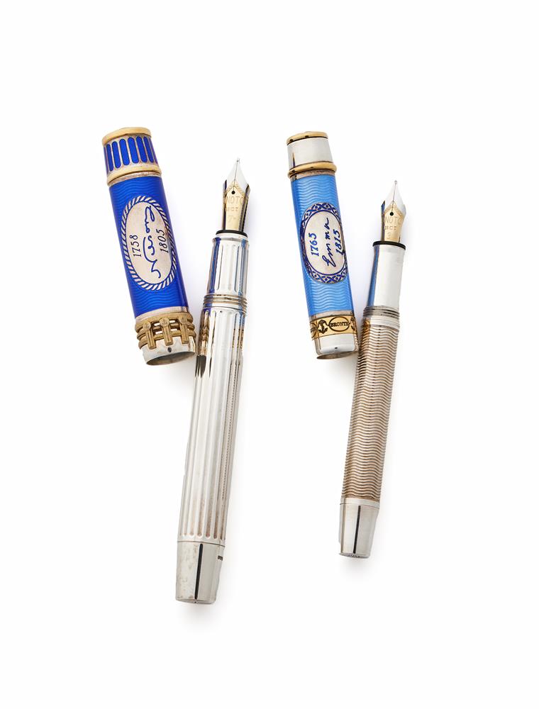 ONOTO, HORATIO NELSON AND EMMA HAMILTON, TWO LIMITED EDITION SILVER FOUNTAIN PENS - Image 2 of 3