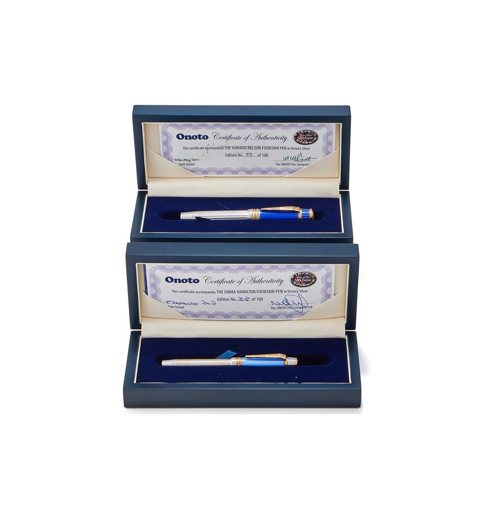 ONOTO, HORATIO NELSON AND EMMA HAMILTON, TWO LIMITED EDITION SILVER FOUNTAIN PENS - Image 3 of 3