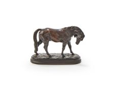 ISIDORE BONHEUR (1827-1901), AN EQUESTRIAN BRONZE 'CHEVAL DEBOUT', LATE 19TH CENTURY