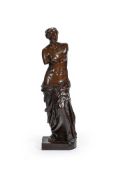 AFTER THE ANTIQUE, A LARGE BRONZE FIGURE OF THE VENUS DE MILO, LATE 19TH CENTURY