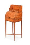 Y A GEORGE III SATINWOOD CYLINDER BUREAU OR SECRETAIRE, CIRCA 1790