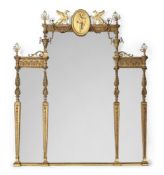 A LARGE GILTWOOD AND COMPOSITION TRIPTYCH MIRROR, 19TH CENTURY