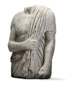 A ROMAN MARBLE DRAPED MALE TORSO 2ND CENTURY A.D. 86.5cm high