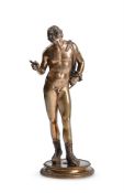 AFTER THE ANTIQUE, A GILT BRONZE BRASS FIGURE OF NARCISSUS, BY BENEDETTO BOSCHETTI, ROME, 1820-50