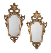 A PAIR OF ITALIAN CARVED GILTWOOD MIRRORS, LATE 18TH CENTURY
