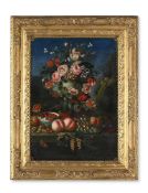 A REGENCY TOLE PEINTE STILL LIFE PLAQUE, EARLY 19TH CENTURY