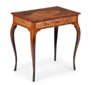 Y A GEORGE III PADOUK, SATINWOOD, TULIPWOOD, HAREWOOD AND MARQUETRY SIDE TABLE, CIRCA 1770