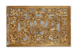 A CONTINENTAL CARVED GILTWOOD AND MIRRORED PANEL, 18TH CENTURY AND LATER