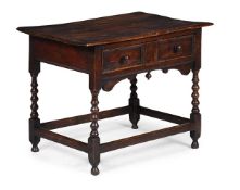 A GEORGE I ELM, ASH AND OAK SIDE TABLE, CIRCA 1725