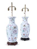 A LARGE PAIR OF CHINESE FAMILLE ROSE VASES, LATE 19TH CENTURY