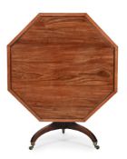 Y A GEORGE III MAHOGANY, SATINWOOD AND PURPLEHEART BANDED OCTAGONAL CENTRE TABLE, CIRCA 1790