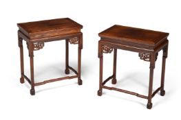 Y A PAIR OF CHINESE HARDWOOD OCCASIONAL TABLES, 20TH CENTURY
