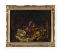 ENGLISH SCHOOL (19TH CENTURY), STILL LIFE OF VEGETABLES AND GAME WITH A MONKEY