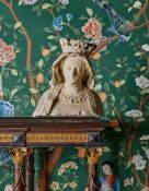 A FRENCH LIMESTONE BUST OF THE VIRGIN, POSSIBLY LORRAINE, 14TH CENTURY