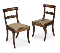 A PAIR OF REGENCY OAK AND MARQUETRY CHAIRS, ATTRIBUTED TO GEORGE BULLOCK, CIRCA 1815