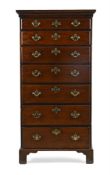 A GEORGE II MAHOGANY TALL CHEST OF DRAWERS, IRISH, CIRCA 1750