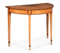 Y A GEORGE III SATINWOOD, SYCAMORE AND MARQUETRY CONSOLE TABLE, CIRCA 1800