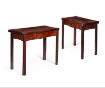 A PAIR OF GEORGE III MAHOGANY SERPENTINE CARD TABLES, CIRCA 1780