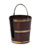 A GEORGE III MAHOGANY AND BRASS BOUND PLATE BUCKET, THIRD QUATER 18TH CENTURY