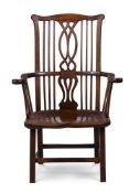 AN UNUSUAL GEORGE III MAHOGANY WINDSOR ARMCHAIR, CIRCA 1775