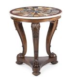 Y A GEORGE IV PIETRE DURE SPECIMEN MARBLE AND ROSEWOOD CENTRE TABLEATTRIBUTED TO GILLOWS, CIRCA 1825
