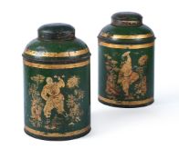 A PAIR OF TOLE PEINTE TEA CANNISTERS, 19TH CENTURY