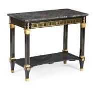 Y A LOUIS PHILIPPE EBONY AND BRASS INLAID CENTRE WRITING TABLE, CIRCA 1830