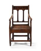 A GEORGE III SOLID BURR YEW ARMCHAIR, LATE 18TH OR EARLY 19TH CENTURY