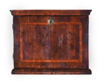 A SMALL YEW AND ELM CROSSBANDED CABINET, FIRST HALF 18TH CENTURY