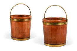 A PAIR OF GEORGE III MAHOGANY AND BRASS BOUND BUCKETS, LATE 18TH CENTURY
