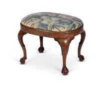 A WALNUT AND NEEDLEWORK UPHOLSTERED STOOL, CIRCA 1730 AND LATER