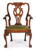 A GEORGE II WALNUT ARMCHAIR, CIRCA 1740