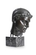AFTER SIR WILLIAM HAMO THORNYCROFT R.A (1850-1925), BRONZE HEAD OF TEUCER, EARLY 20TH CENTURY