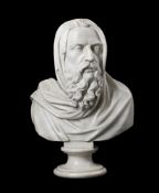 AFTER ORAZIO MARINALI, A MARBLE BUST PORTRAIT EMBLEMATIC OF WINTER, 19TH CENTURY