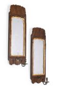 A PAIR OF GEORGE I WALNUT AND PARCEL GILT GIRANDOLE MIRRORS, CIRCA 1720