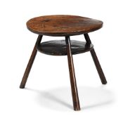 A GEORGE III ELM TWO TIER CRICKET OR TRIPOD TABLE, SECOND HALF 18TH CENTURY