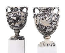 A LARGE PAIR OF BRECCIA MARBLE URNS, 20TH CENTURY