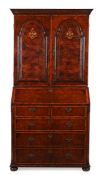 Y A GEORGE II BURR YEW, BURR WALNUT AND TULIPWOOD CROSSBANDED BUREAU CABINET, CIRCA 1750