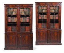 A PAIR OF MAHOGANY CABINET BOOKCASES, IN GEORGE III STYLE, 19TH CENTURY