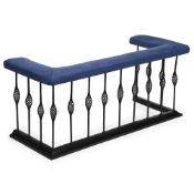 A WROUGHT IRON AND UPHOLSTERED FENDER, SECOND HALF 20TH CENTURY
