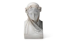 AN ITALIAN CARRARA MARBLE BUST OF A MAIDEN, EARLY TO MID 19TH CENTURY