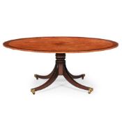Y A BURR ELM, COROMANDEL CROSSBANDED AND MAHOGANY CIRCULAR DINING TABLE, LATE 20TH CENTURY