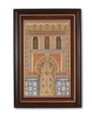 A GILT AND POLYCHROME ALHAMBRA PLAQUE, IN THE MANNER OF RAFAEL CONTRERAS