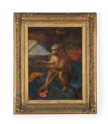 ENGLISH SCHOOL (19TH CENTURY), MONKEY PLAYING WITH FLOWERS