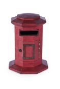 A VICTORIAN RED MOROCCO LEATHER DOMESTIC POST BOX, CIRCA 1870