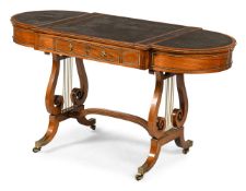 Y A REGENCY ROSEWOOD AND BRASS MOUNTED LIBRARY TABLE, ATTRIBUTED TO GILLOWS, CIRCA 1815
